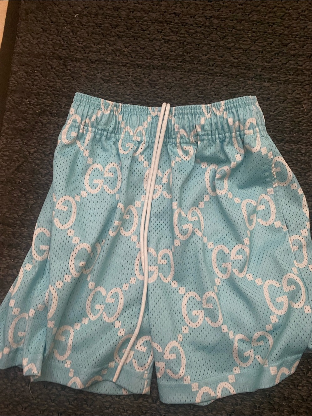 Bravest Studios Aqua Blue Mesh Athletic Shorts with White Drawstring